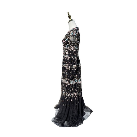 Mac Duggal 35111 Floral Embellished Embroidered Gown Blouson Sleeves Size 6 NWT - Picture 4 of 12